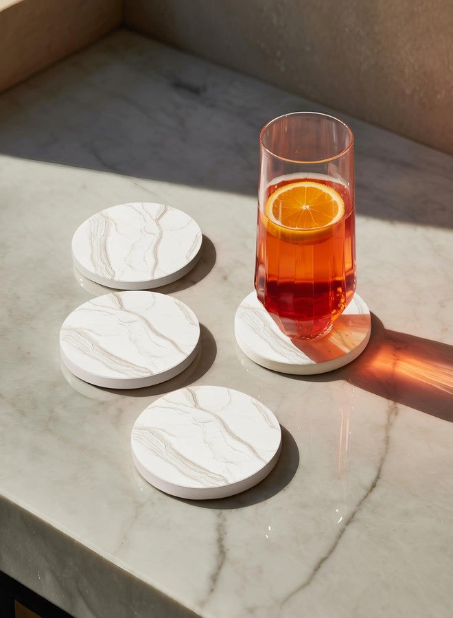 VEYRO Coasters Set of 6 for Drinks - Absorbent Ceramic Stone Drink Coasters with Cork Backing for Coffee Table & Desk, Modern Marble Look Cup Coaster Set, Housewarming Gift for New Home - Image 3